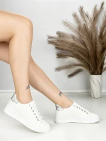 Sneakers Dama BK-52-6 Alb-Argintiu | Abloom » meishop.life