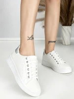 Sneakers Dama BK-52-6 Alb-Argintiu | Abloom » meishop.life