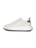Pantofi Sport Barbati din piele naturala 51191 Alb-Neg... » meishop.life