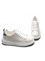 Pantofi Sport Barbati din piele naturala 51191 Alb-Neg... » meishop.life