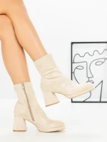 Botine cu Toc Gros 5724 BEIGE | SEASOND
