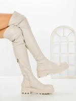 Cizme Dama cu talpa joasa C-201 BEIGE | STEPHAN