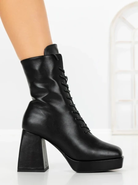 Botine cu Toc Gros JA-25 BLACK | STEPHAN