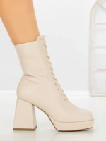 Botine cu Toc Gros JA-25 BEIGE | STEPHAN