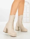 Botine cu Toc Gros JA-25 BEIGE | STEPHAN