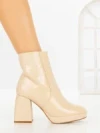 Botine cu Toc Gros 9109 BEIGE | CM