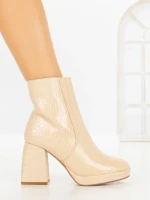 Botine cu Toc Gros 9109 BEIGE | CM