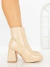 Botine cu Toc Gros 9109 BEIGE | CM
