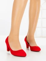 Pantofi cu Toc Gros J-89 RED | CHERIE