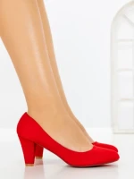 Pantofi cu Toc Gros J-89 RED | CHERIE