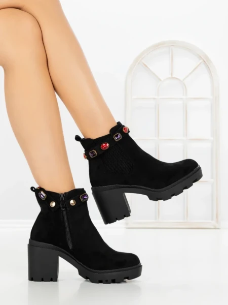Botine cu Toc Gros YZ19-35 BLACK | H&D