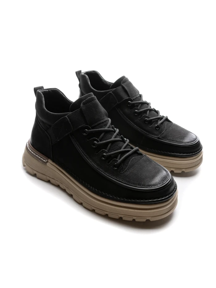 Ghete Barbati din piele naturala R028-1 BLACK | ADVANCER