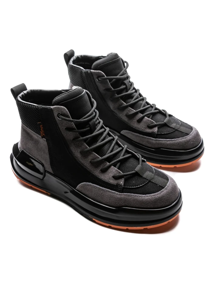Ghete Barbati din piele naturala 3836 BLACK-GREY | ADVANCER