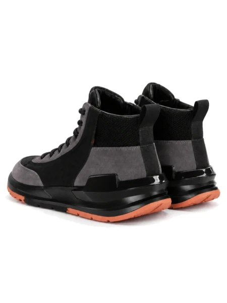 Ghete Barbati din piele naturala 3836 BLACK-GREY | ADVANCER