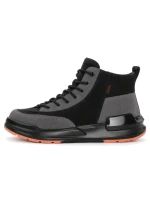 Ghete Barbati din piele naturala 3836 BLACK-GREY | ADVANCER