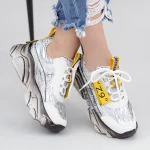 Pantofi Sport Dama cu Platforma SZ260 White-Yellow Mei