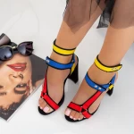 Sandale Dama cu Toc gros XKK235 Multicolour Mei